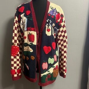 Vintage Eagle’s Eye  Colorful Patchwork Cardigan size Medium